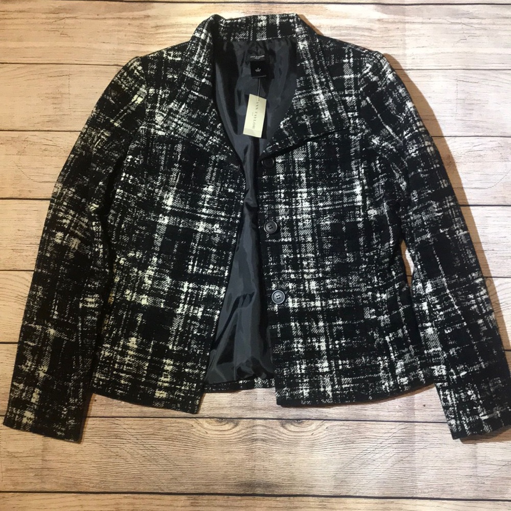 Ann Taylor Black & White Plaid Blazer